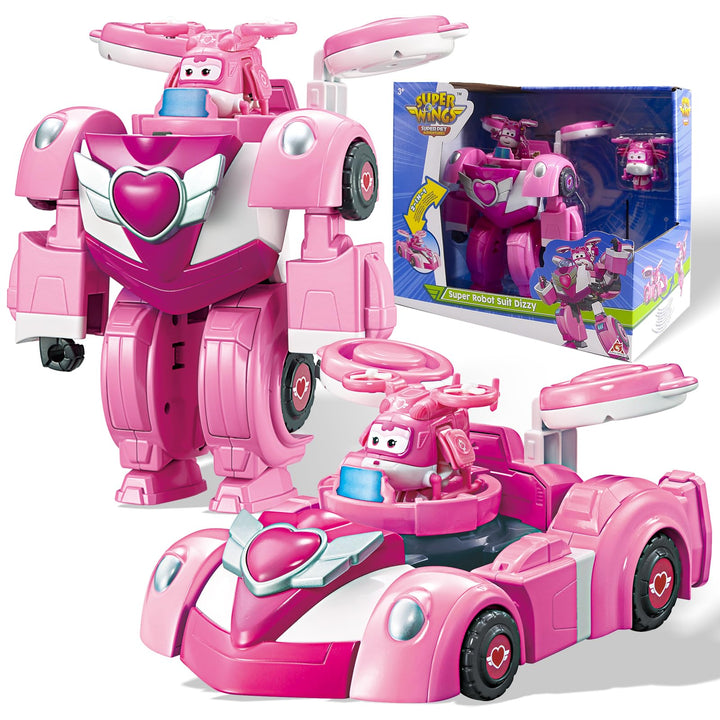 Super Wings Super Robot Suit Dizzy, ca. 18 cm grosse verwandelbare Spiel-Figur, 2-in-1 Roboter Anzug
