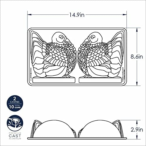 Nordic Ware 52348 Classic Turkey 3D Pfanne, Bronze, Aluminium, Braun 3D Truthahn Kuchenform, 3D Trut