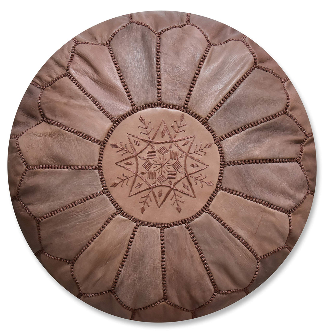 Poufs&Pillows Marokkanischer Echtleder Pouf - Handgefertigt - Gefüllt Geliefert - Ottoman, Sitzsack,
