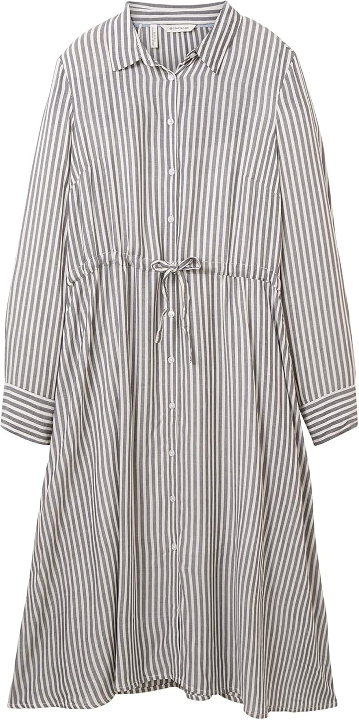 TOM TAILOR Damen Kleid mit Streifen & Knopfleiste, 34