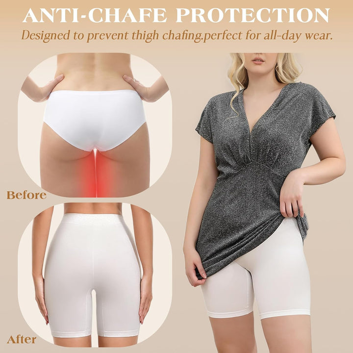 Damen Shorts Radlerhose Kurze, 3er Pack Anti Scheuern Unterhose für unter Kleider, Nahtlos Hohe Tail