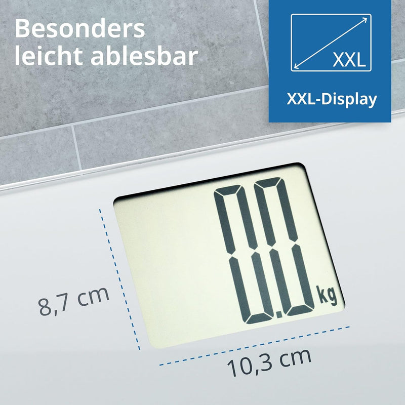 ADE Digitale Personenwaage mit grossem XXL-Display | Körperwaage besonders gut ablesbar | Badezimmer