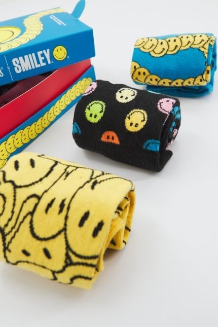 Happy Socks Herren Smiley 3-Pack Gift Set Socken, Multi, M