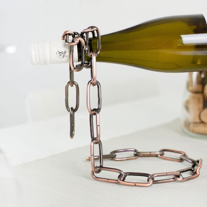 Weinflaschenhalter Ketten Design - Kupferfarbig, Metall - Weinständer Wein Aufbewahrung und Präsenta