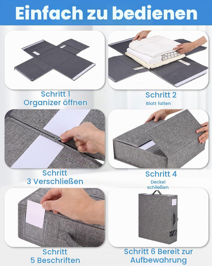 Aufbewahrung Bettwäsche Organizer, 6 PCS Faltbarer Aufbewahrungstasche für Bettlaken Kann in Kleider