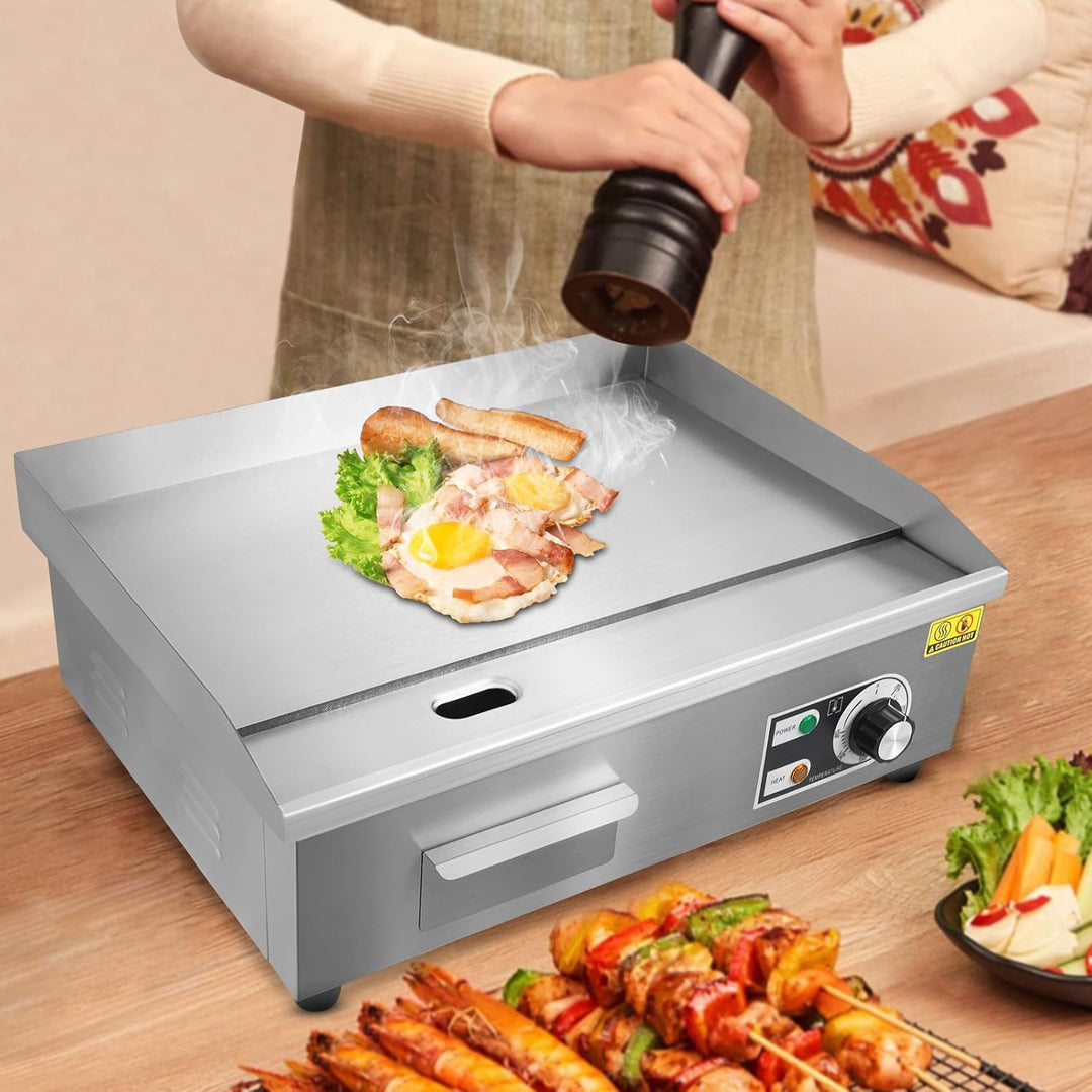 Grillplatte Bratplatte 3000W,22 Zoll Kommerzielle Rechteckig Elektrische Grillplatte aus Edelstahl F