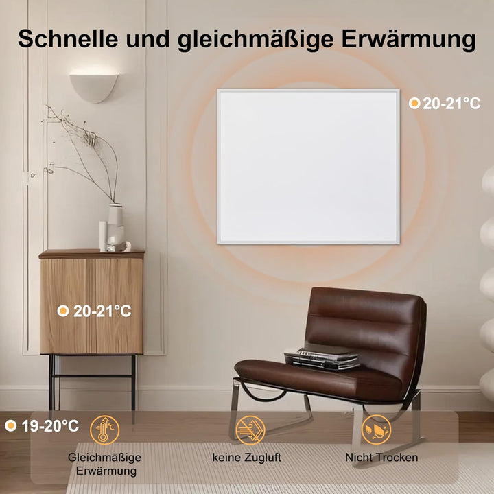 Infrarotheizung Wandmontage 350W, Infrarot Wandheizung – Energiesparender Elektro-Heizstrahler mit Ü