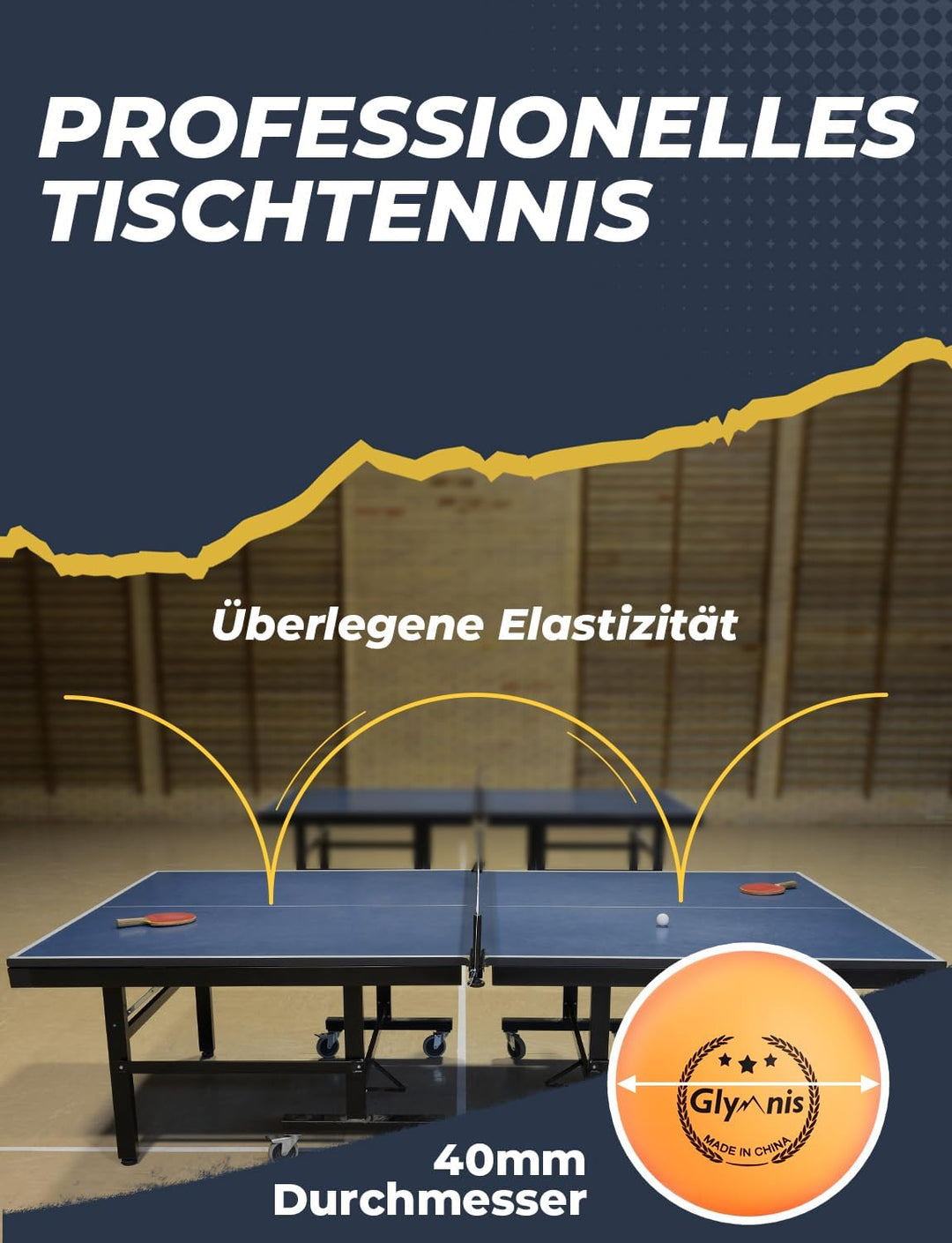 Glymnis Tischtennis Schläger, 4 Tischtennisschläger + 8 Bälle, Tischtennis Set mit 2 Tasche