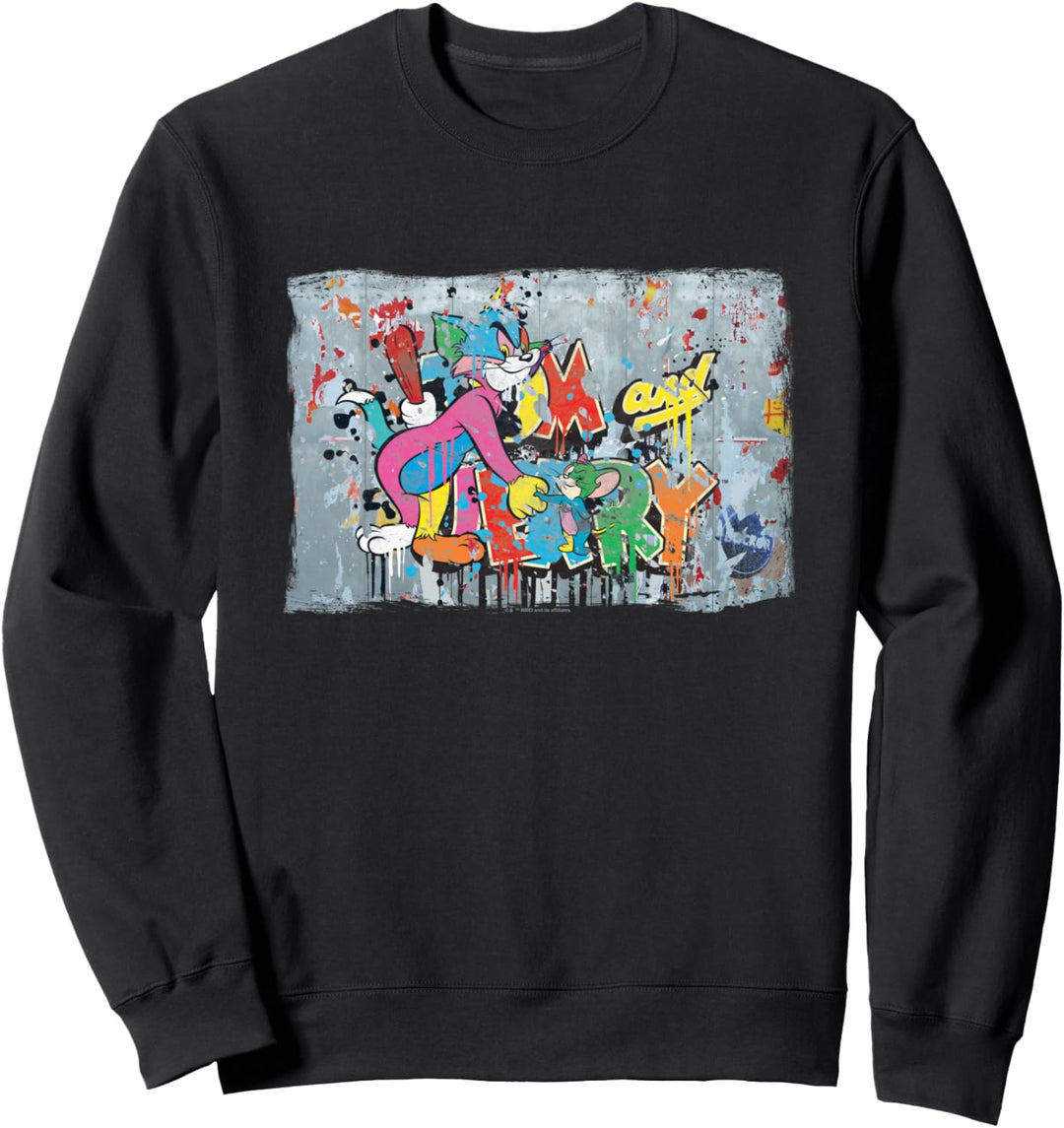 WB 100: Tom and Jerry Paint Splattered Truce Graffiti Wall Sweatshirt