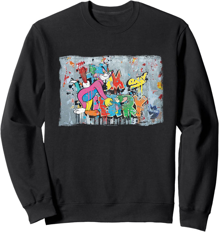 WB 100: Tom and Jerry Paint Splattered Truce Graffiti Wall Sweatshirt