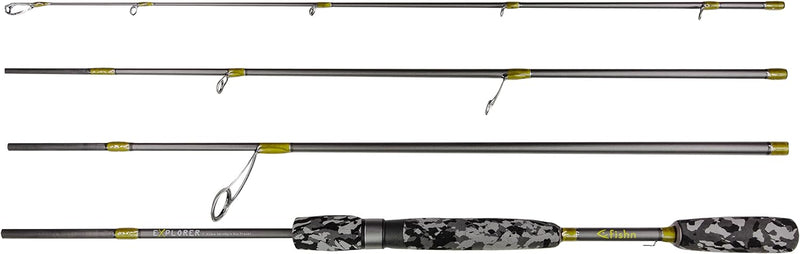 FISHN Reise Angelrute Explorer Reiserute - 213cm, 4-Teilig, Wurfgewicht 10-40gram mit Stabiler Trave