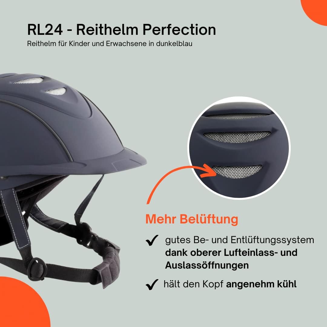 RL24 - Reithelm Perfection | atmungsaktiv & grössenverstellbar | Reitkappe mit waschbarem Innenfutte
