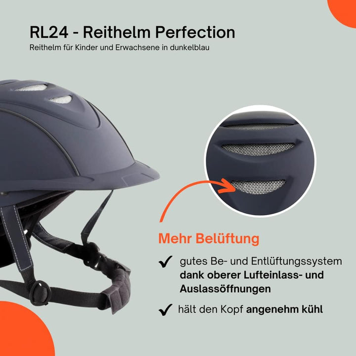 RL24 - Reithelm Perfection | atmungsaktiv & grössenverstellbar | Reitkappe mit waschbarem Innenfutte