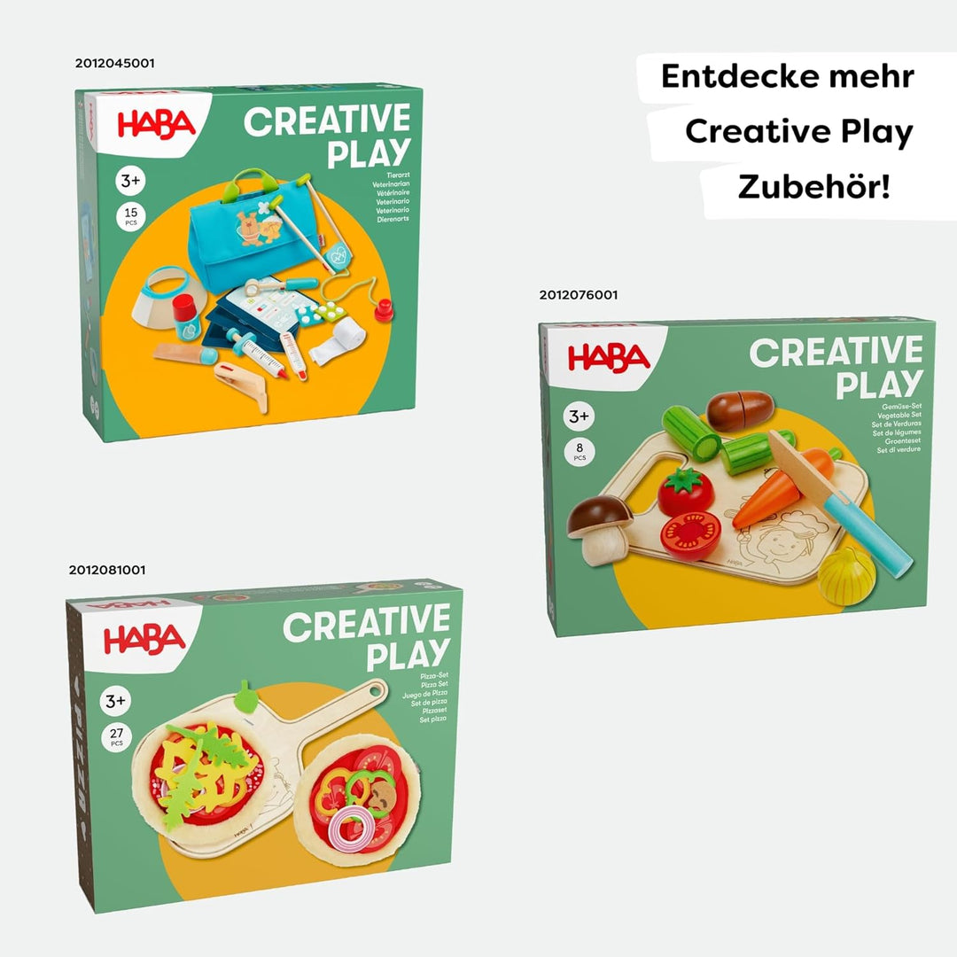 HABA Creative Play Tierarzt-Spielset – Holz-Tierpflege-Zubehör für Kinder – Perfekte Ergänzung für T