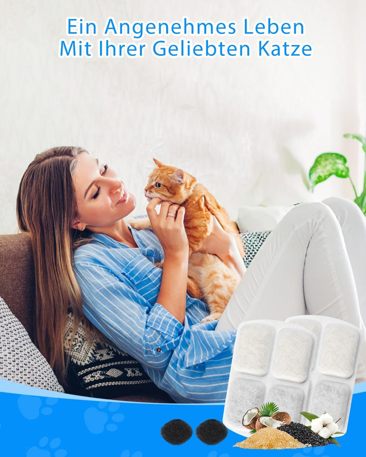 12+12 StückTrinkbrunnen für FEELNEEDY 8L Edelstahl Katzenbrunnen FN-W18, 12 Pack Ersatzfilter Aktivk