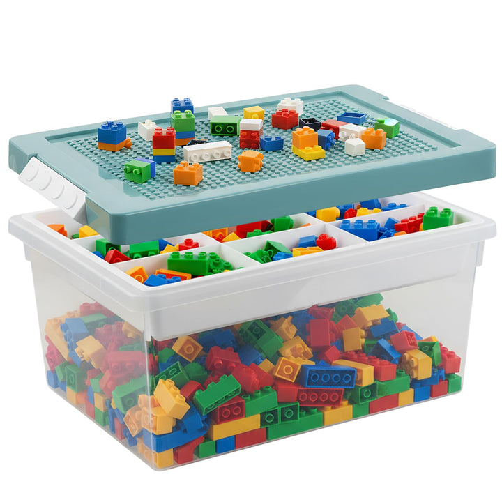 Aufbewahrungsboxen mit Deckel für Lego, Bausteine Boxen Aufbewahrung Spielzeugkiste mit Gebäude Grun
