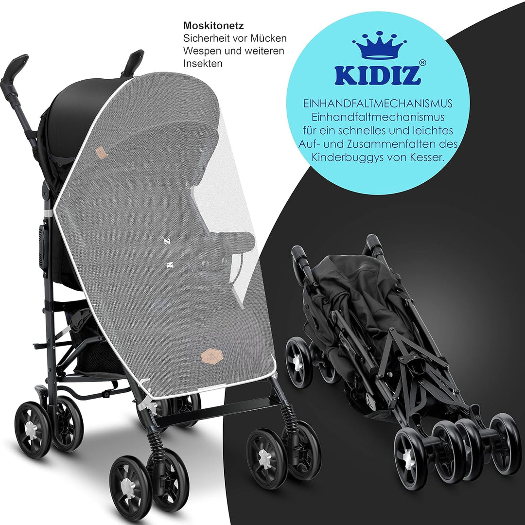 KIDIZ® Kinderwagen City-Pro Buggy Kinderbuggy klappbar Liegebuggy Sportwagen Faltbar 360° 6-Zoll-Räd