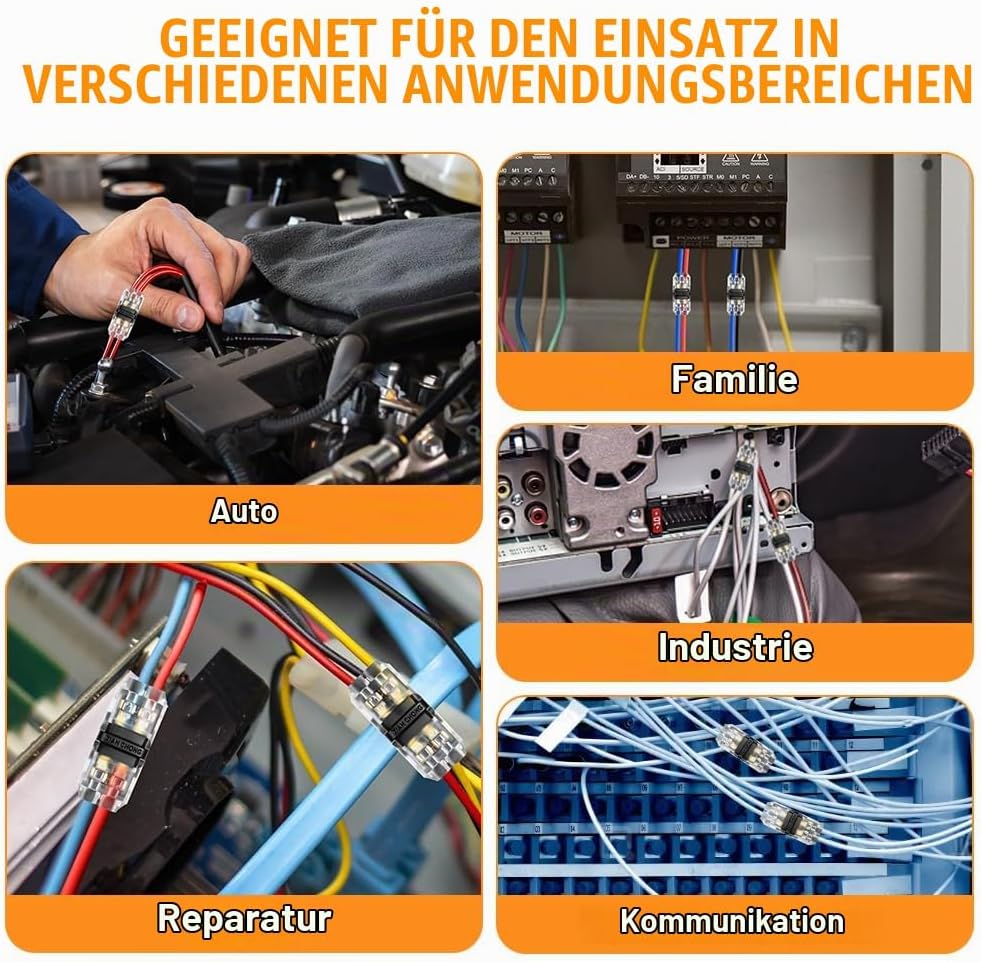 Flintronic 20 Stück H Verbinder, Niederspannung T Hahn Kabelverbinder, 2 Pin 2 Wege Kabelverbinder,
