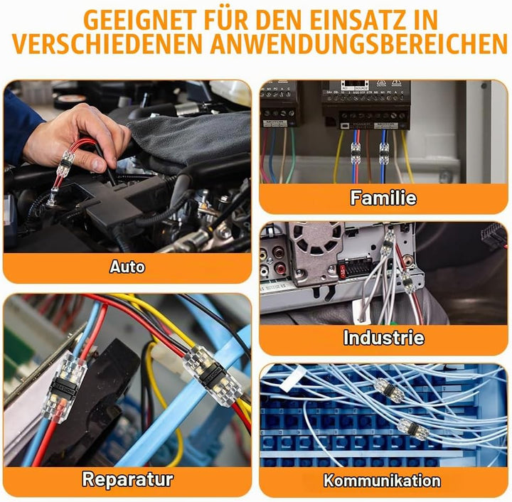 Flintronic 20 Stück H Verbinder, Niederspannung T Hahn Kabelverbinder, 2 Pin 2 Wege Kabelverbinder,