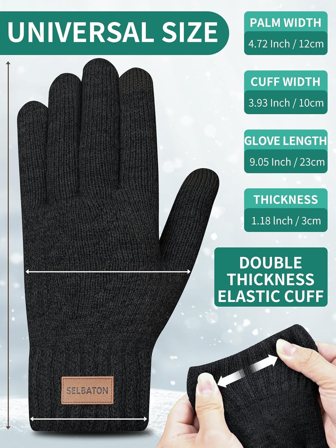 SELBATON Winter warme Handschuhe mit Fleece-Futter Stricken weiche Touchscreen warme gestreckte Hand