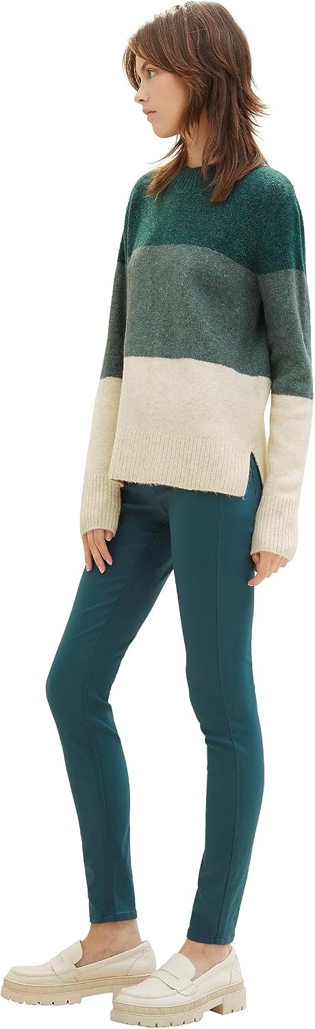TOM TAILOR Denim Damen NELA Extra Skinny Jeans in Leder-Optik 1038298 25W / 32L 34050-coated Huntsma