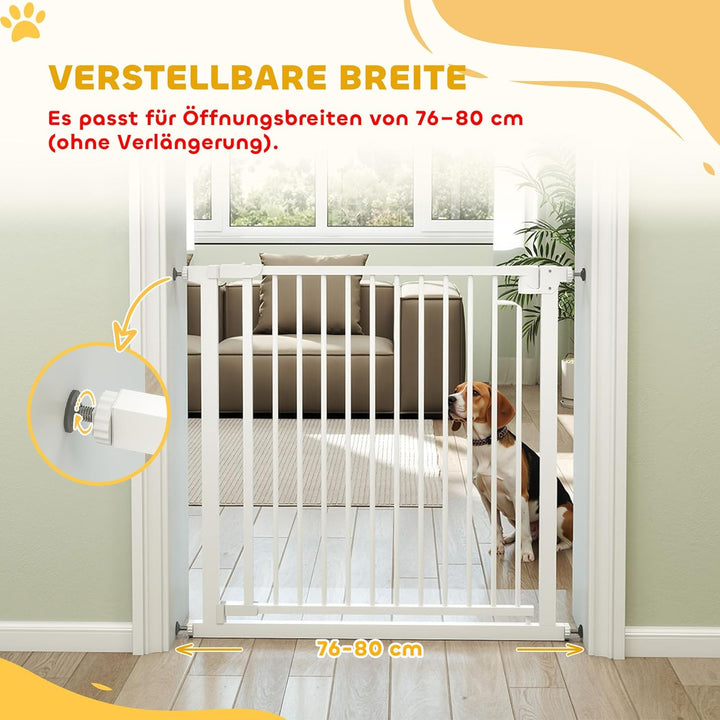 PawHut Treppenschutzgitter Absperrgitter Hund Schutzgitter ohne Bohren 76-80 x 76 cm Türschutzgitter