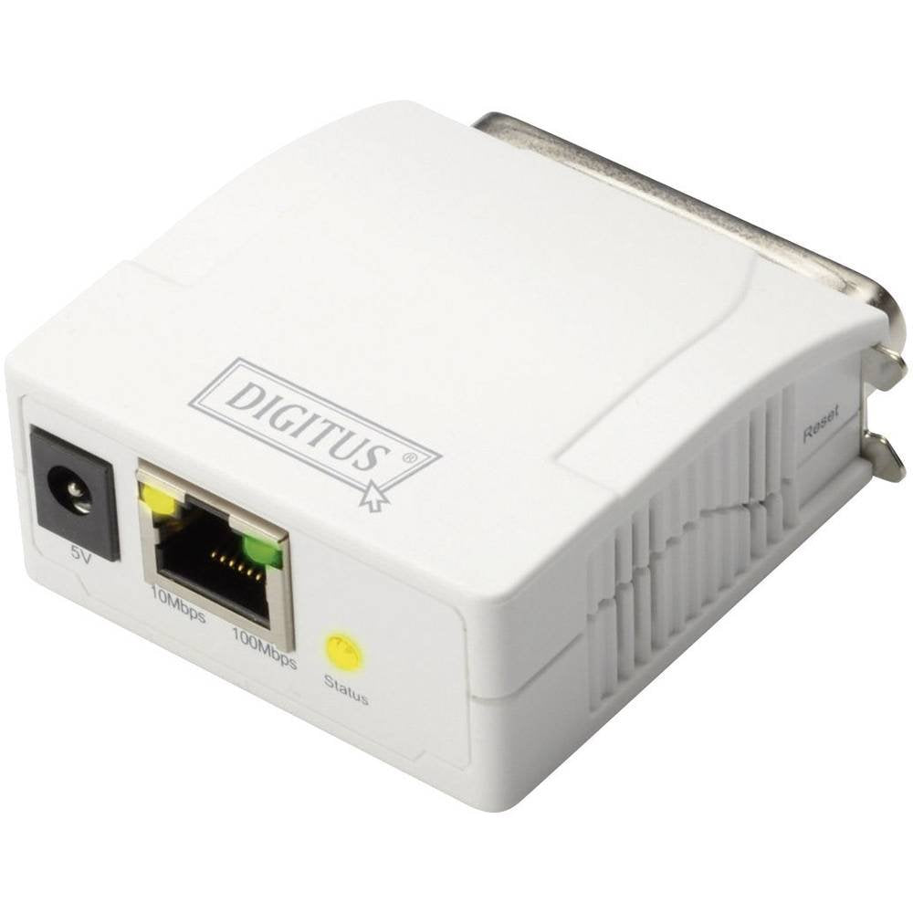DIGITUS Fast Ethernet Printserver mit Parallel-Port, 1x RJ45, 1x DB-36-pin male, Drucker Server, DHC