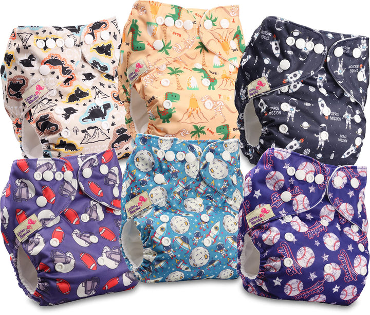 Littles and Bloomz FLP2-0604 Windel, wiederverwendbar, Standard-Popper, 6 Windeln 0604 6 Stück (1er