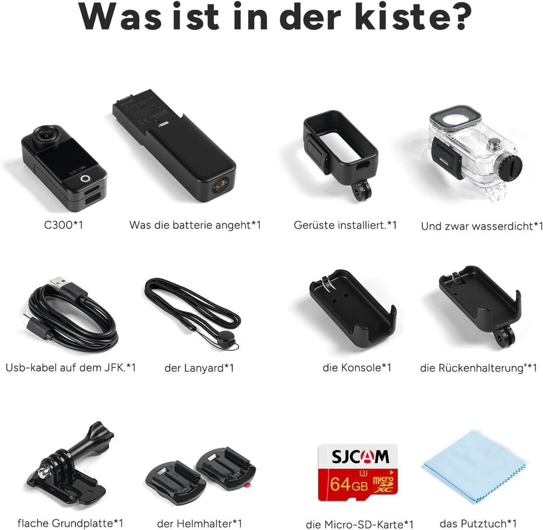 SJCAM C300 Vlogging Camera 4K,7 Stunden Akkulaufzeit, 6-Achsen-Stabilisierung, Dual-Touchscreen,30 m