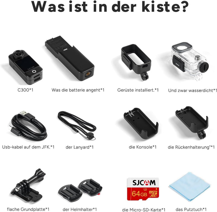 SJCAM C300 Vlogging Camera 4K,7 Stunden Akkulaufzeit, 6-Achsen-Stabilisierung, Dual-Touchscreen,30 m