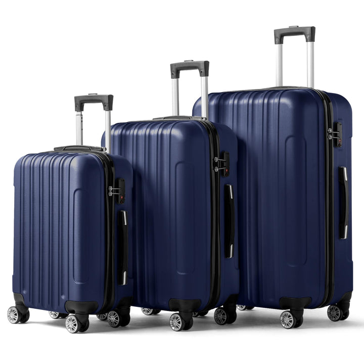 LALAHO Kofferset 3 teilig, Reisekoffer Set, Hartschalen Koffer Set aus ABS, Gepäckset mit Teleskopgr