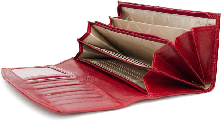 GIUDI ® Geldbörse Damen Leder Rot Clutch Abendtasche Gross Mit Vielen Fächern Echtleder Portemonnaie
