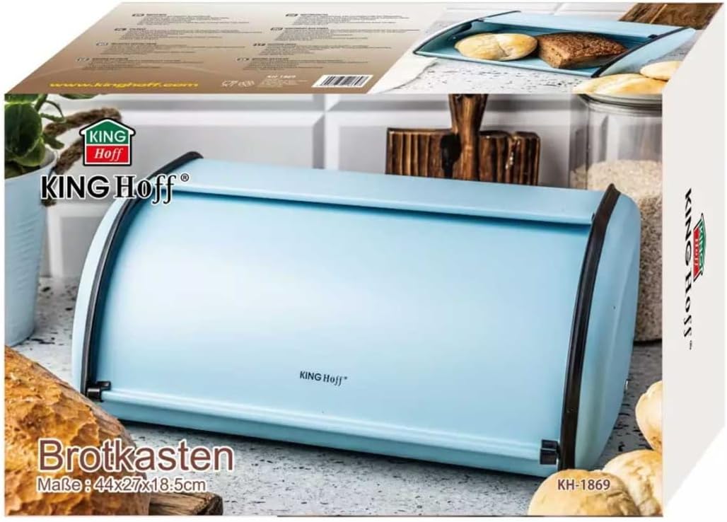KING HOFF Brotkasten Brotbox Brotbehälter Brotdose (Blue, 44L x 27B x 18,5H cm) Blue 44 cm x 27 cm x
