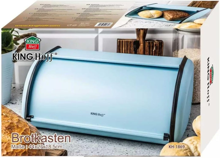 KING HOFF Brotkasten Brotbox Brotbehälter Brotdose (Blue, 44L x 27B x 18,5H cm) Blue 44 cm x 27 cm x