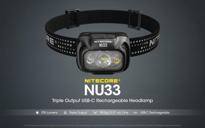 Nitecore Stirnlampe NU33, USB-C-aufladbare LED Kopflampe, 700 Lumen, 135 Meter Leuchtweite, Rotlicht