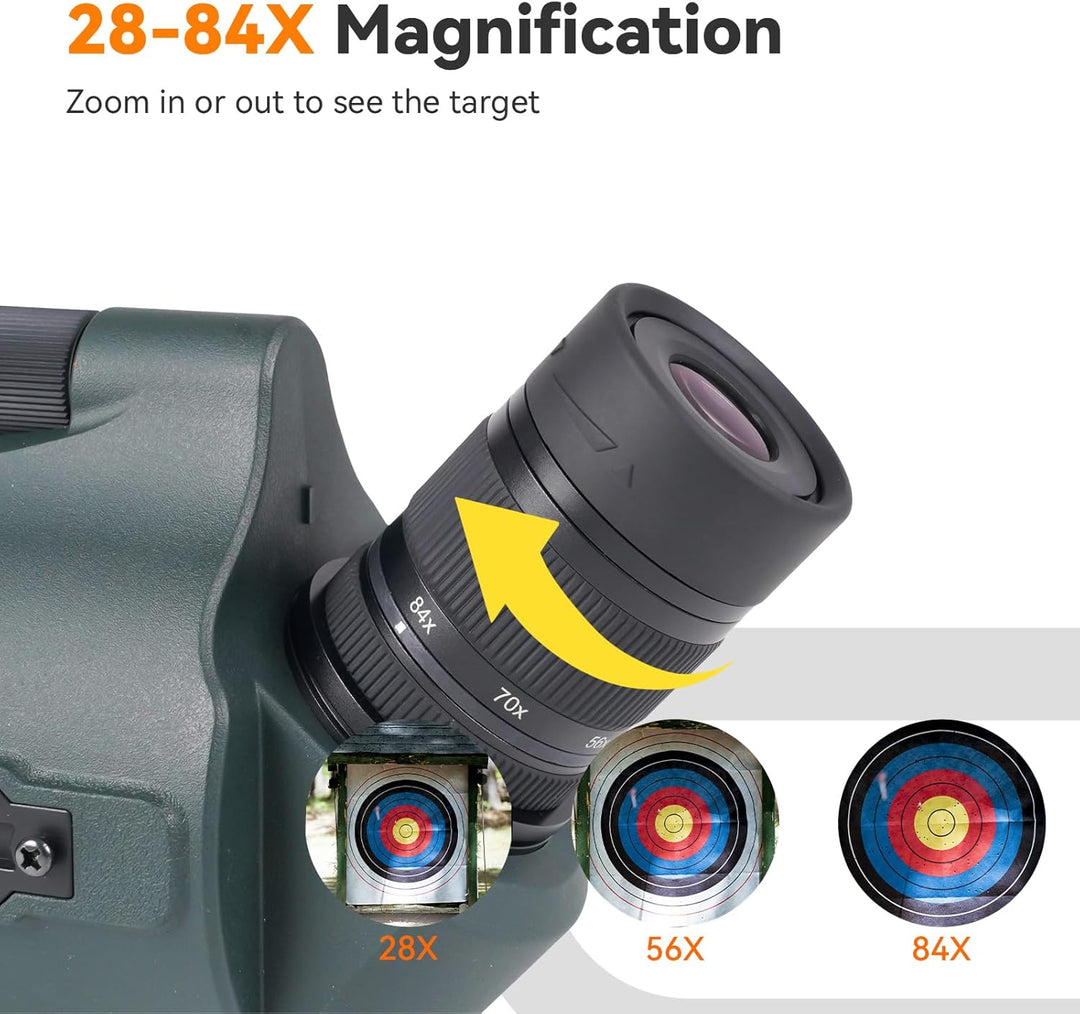 Svbony SV41Pro Mak Spektiv, 28-84X80 FMC Dual Speed Fokus für Sportschützen, Kompatibel mit WLAN Kam