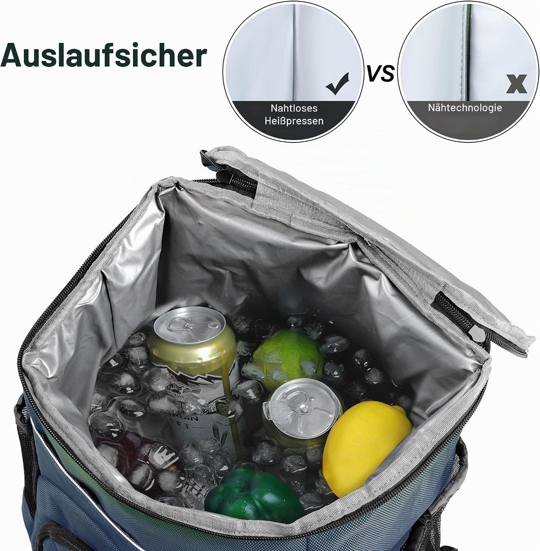 Outplea 30L Kühlrucksack Gross, Auslaufsicherer Isolierte Picknickrucksack für Männer Frauen, Thermo