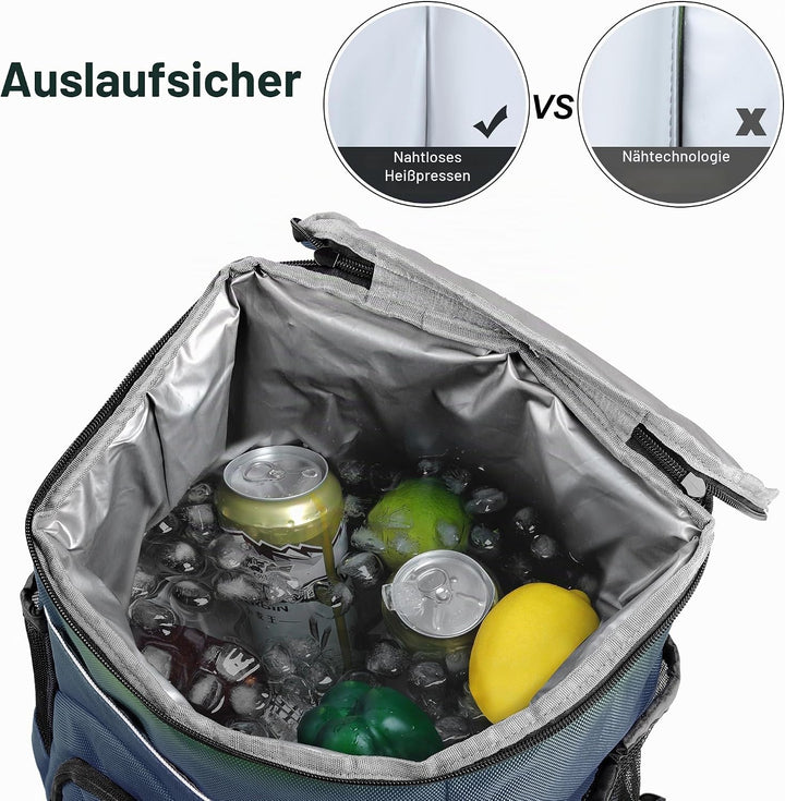 Outplea 30L Kühlrucksack Gross, Auslaufsicherer Isolierte Picknickrucksack für Männer Frauen, Thermo