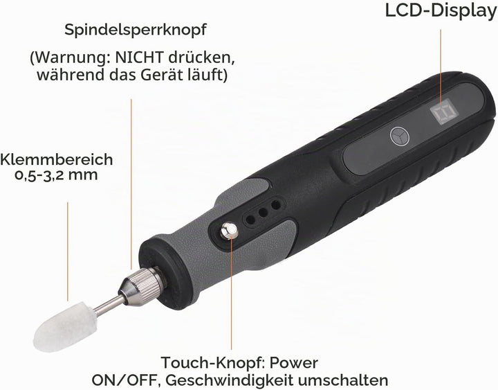 Mini-Akku-Rotationswerkzeug-Set, 25.000 U/min, 5 Geschwindigkeiten, Schnitzwerkzeuge, angetrieben du
