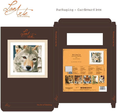 Lanarte Zählmusterpackung Wolf Zählstoff Kreuzstichpackung, Baumwolle, Mehrfarbig, 35 x 35 x 0.3 cm,