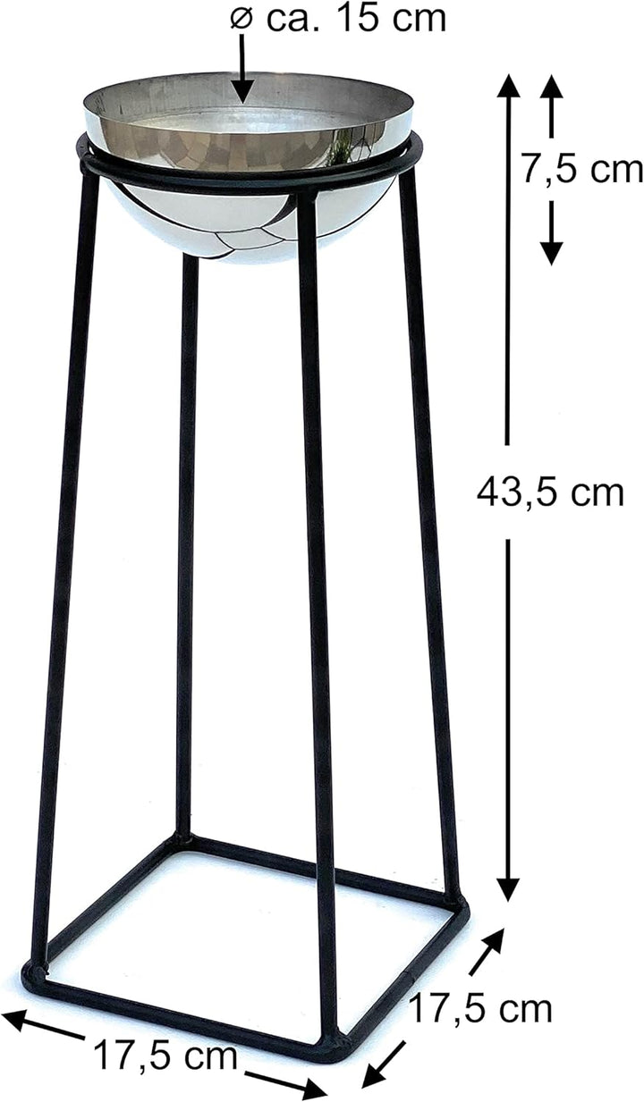 DanDiBo Blumenhocker Metall mit Topf Schwarz Silber 43,5 cm Blumenständer 96078 S Blumensäule Modern
