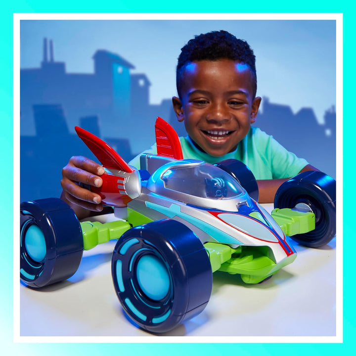 PJ Masks Power Heroes PJ Heldenfahrzeug, umbaubares Heldenblitz Fahrzeug der Powerhelden mit 3 Modi,