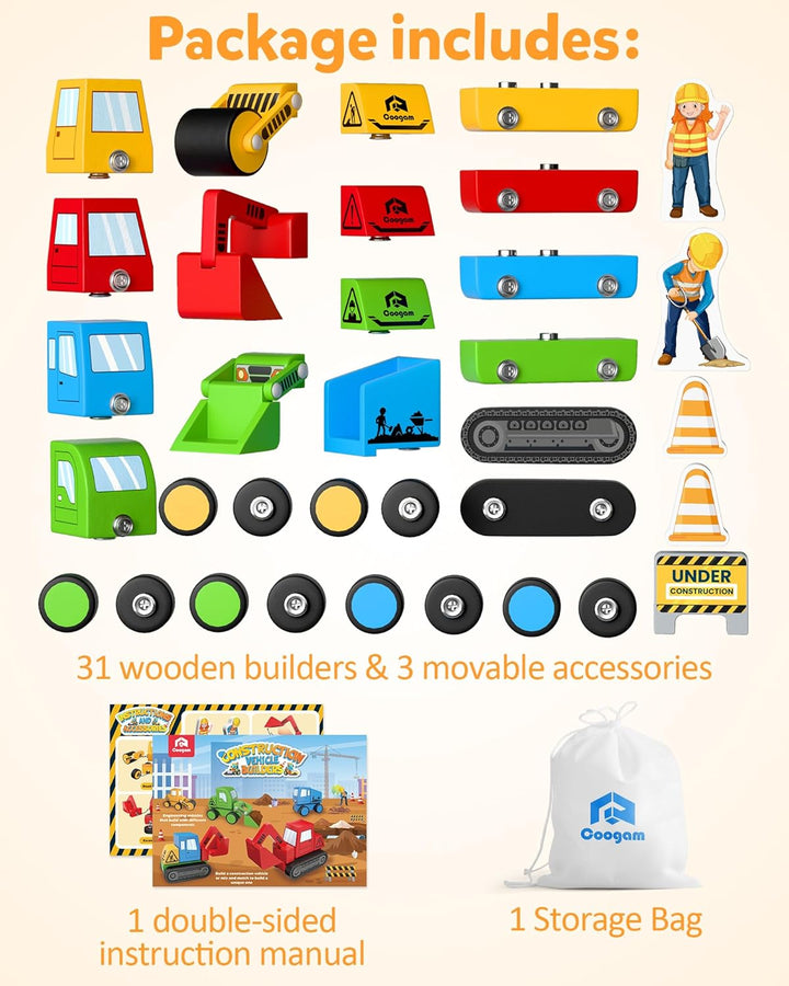 Coogam Take Apart Construction Truck Spielzeug für Kleinkinder, Snap Together Engineering Car Buildi