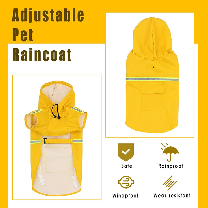 Regenmantel für Hunde, SilverChry Regenjacke für Hunde, Wasserdicht mit Kapuze, Atmungsaktiv, Wasser