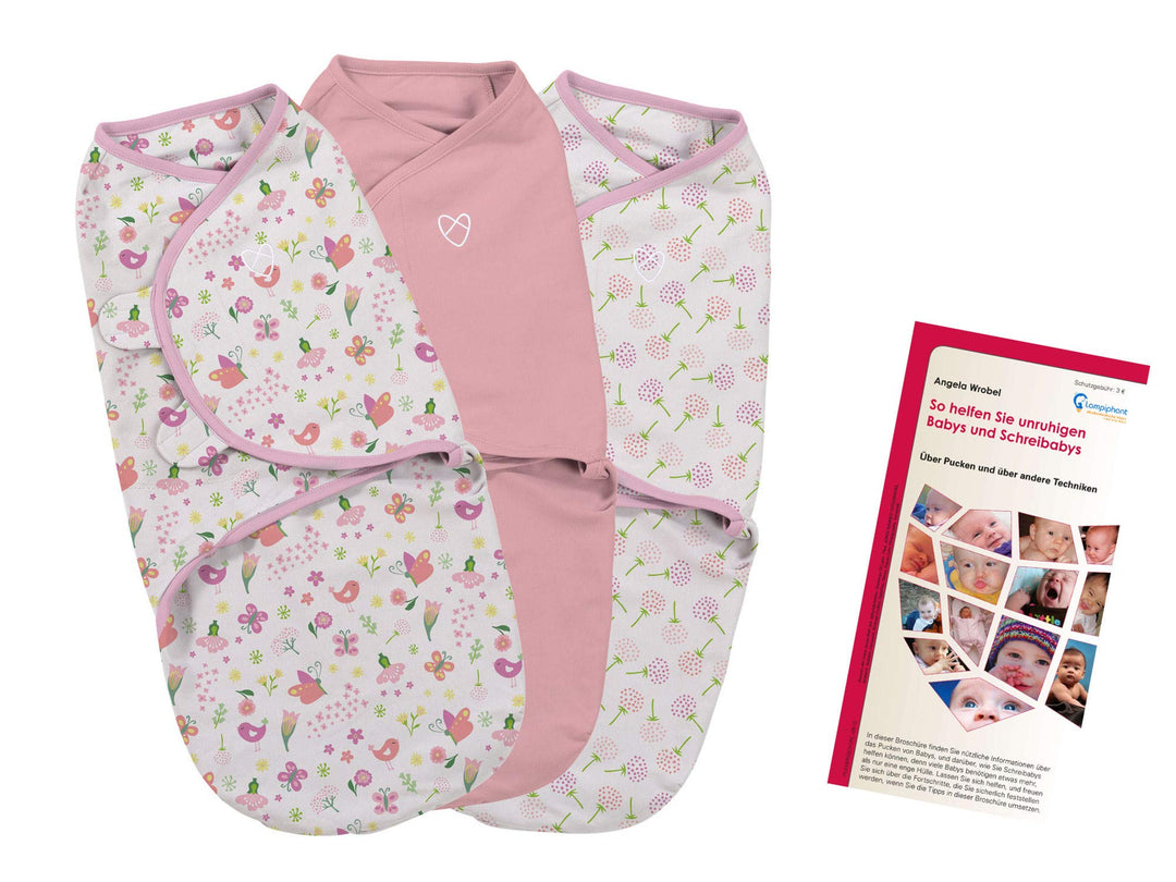 Lampiphant® + Summer Infant Original SwaddleMe® Pucksack, 3er-Mix Girls im Garten S/M 3er-mix Girls
