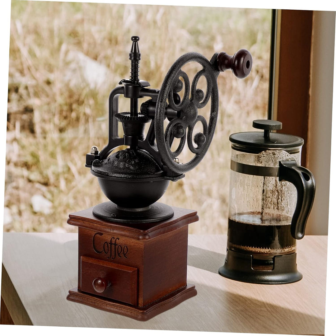 Cabilock Handbetriebene Kaffeemühle aus Holz Tragbare Mühle für Kaffeebohnen Mahlwerk aus Eisen für