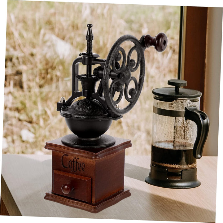 Cabilock Handbetriebene Kaffeemühle aus Holz Tragbare Mühle für Kaffeebohnen Mahlwerk aus Eisen für