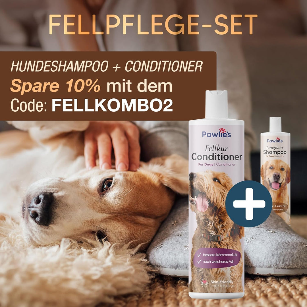Pawlie's Hundeshampoo Langhaar zur Fellpflege für bessere Kämmbarkeit | Hundeshampoo gegen Geruch mi