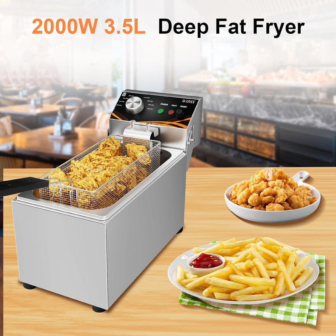 3.5L Gastro Friteuse,Professionelle Elektrische Fritteuse Temperaturregelung 60–200 °C Schnelle Aufh