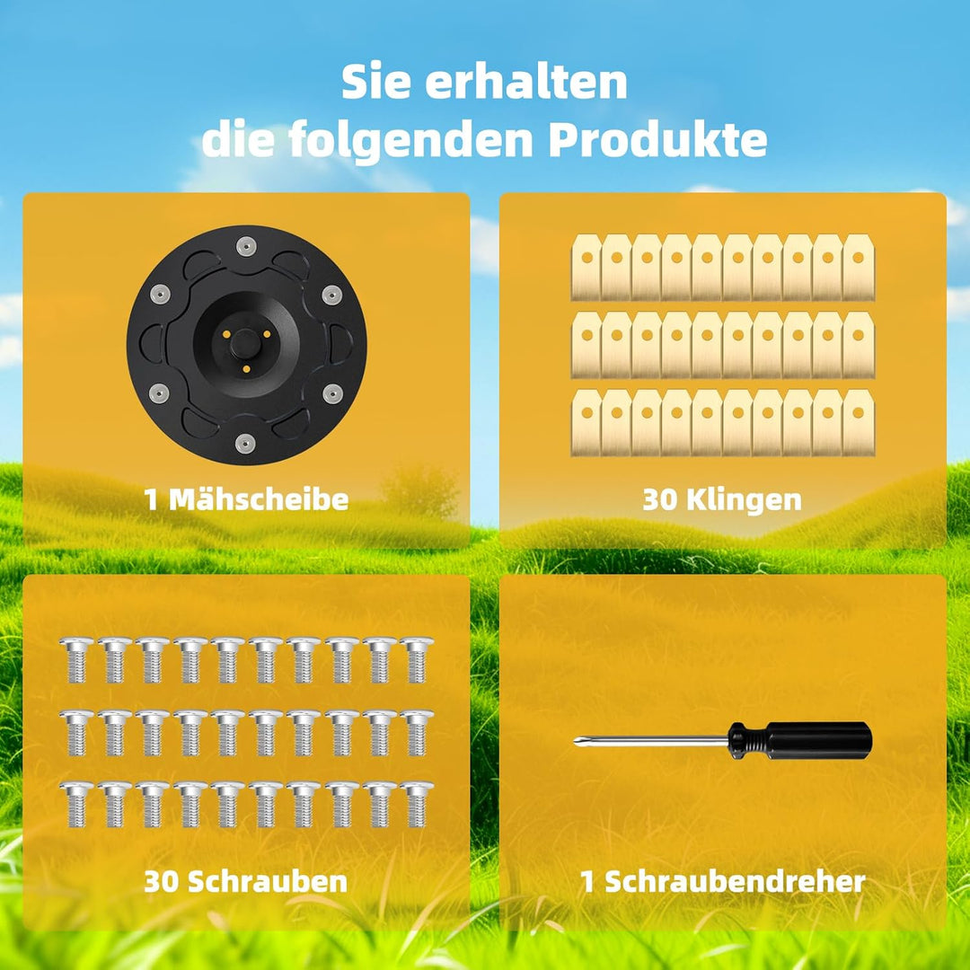 [AUFRÜSTUNGSSET] Messerteller + 30 Klingen + 30 Schrauben Kompatibel mit Segway Navimow i105E, i108E